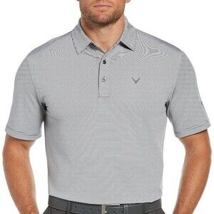 Callaway Mens Opti Dry Moisture Wicking Gray Micro Stripe Golf Polo Shirt Sz XXL